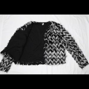 Black and white faux fur jacket